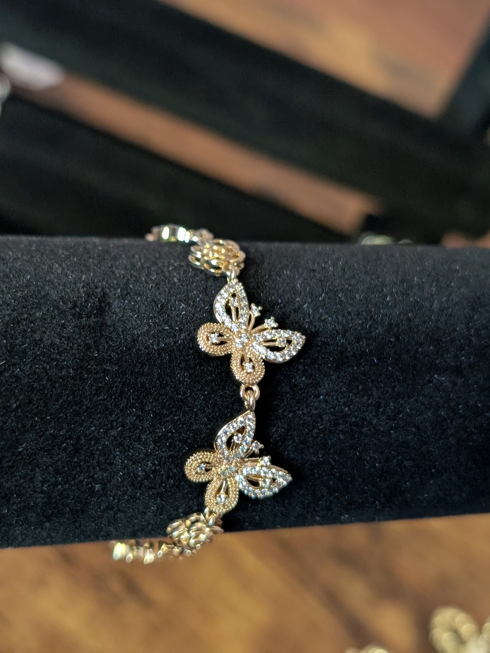 Delicate Two Toned Gold Butterfly Bracelet - Women Jewelry